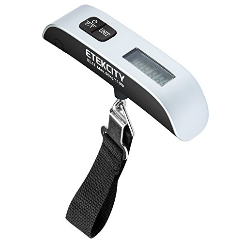 Etekcity Digital Hanging Luggage Scale, Rubber Paint, Temperature Sensor, 110 Pounds, Silver, only $9.84