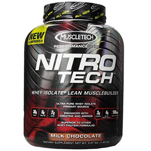 MuscleTech NitroTech Protein Powder, Whey Isolate + Lean MuscleBuilder, Milk Chocolate, 3.97 lbs (1.80kg), only $34.64, free shipping  after clipping coupon and using SS