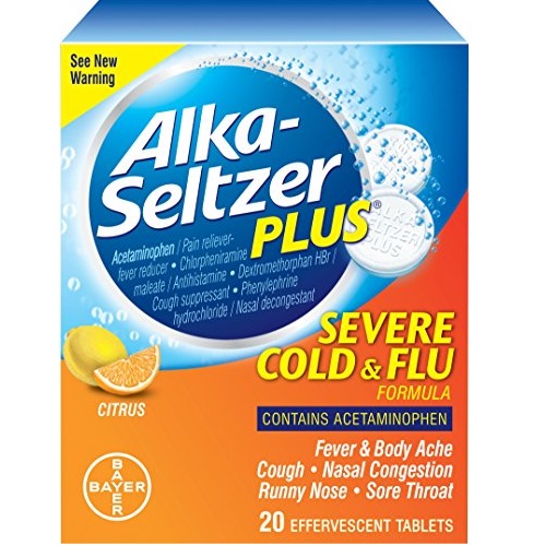 超贊！史低價！Alka-Seltzer Plus感冒泡騰片，柑橘口味，20片裝，原價$9.17，現僅售$4.10，免運費