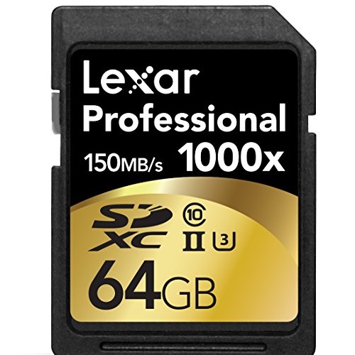 Lexar Professional 1000x 64GB SDXC UHS-II/U3 Card (Up to 150MB/s read) w/Image Rescue 5 Software LSD64GCRBNA1000, only $33.99