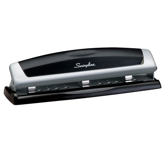 Swingline Precision Pro Desktop 3 Hole Punch, 10 Sheet Capacity, Black and Silver (A7074038A), only $7.99