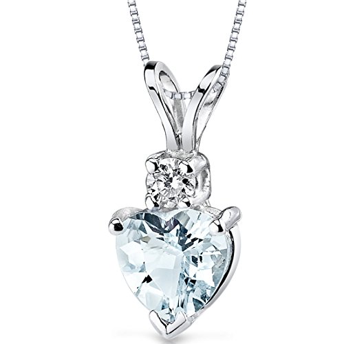14 Karat White Gold Heart Shape 0.75 Carats Aquamarine Diamond Pendant, only $159.99, free shipping
