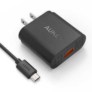 [Qualcomm Certified] Aukey Quick Charge 2.0 18W USB Turbo Wall Charger Fast Charger - Black, only $7.49 after using coupon code 