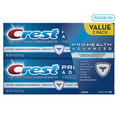 Crest 佳洁士保健高级Smooth薄荷牙膏(两支装)，8盎司，原价$8.43，现点击coupon后仅$4.45 免运费！