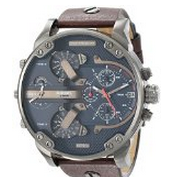 Diesel Men's DZ7314 The Daddies Series Stainless Steel Watch With Brown Leather Band, Only $189.99