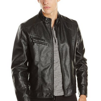 Kenneth Cole REACTION Men's Textured Faux Leather Moto Jacket