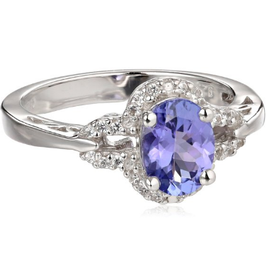 Sterling Silver Tanzanite and Created White Sapphire Ring, Size 7 	$219.00(56%off)