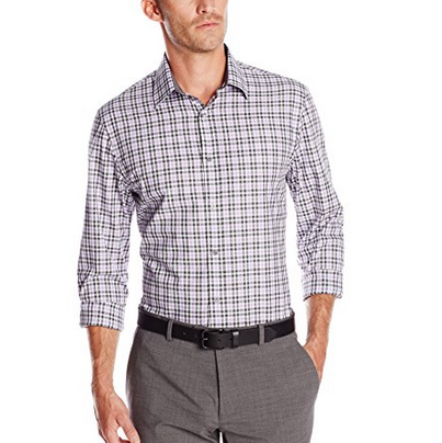 Perry Ellis Men's Long Sleeve Heathered Check Pattern Shirt $17.25(75%off)