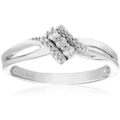 10k White Gold Diamond (1/10cttw, I-J Color, I2-I3 Clarity) Promise Ring $141.68(68%off)