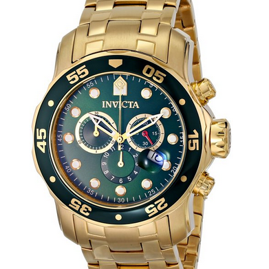Invicta 因维克塔 男士0075 专业潜水员18K镀金瑞士石英腕表, 现仅售$64.90,免运费！