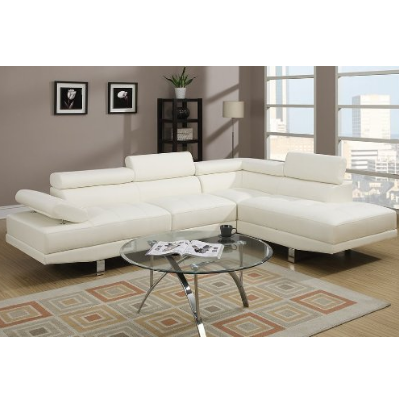 Modern 2 Pieces White Faux Leather Sectional Sofa Right Chaise by Poundex $583.96 & FREE Shipping