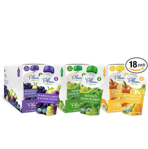 销量第一！Plum Organics有机宝宝辅食混合装，4盎司，18包 点coupon后只需$17.39 免运费