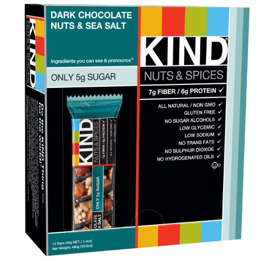 KIND Bars, Dark Chocolate Nuts & Sea Salt, Gluten Free, Low Sugar, 1.4oz, 12 Count, only $14.69