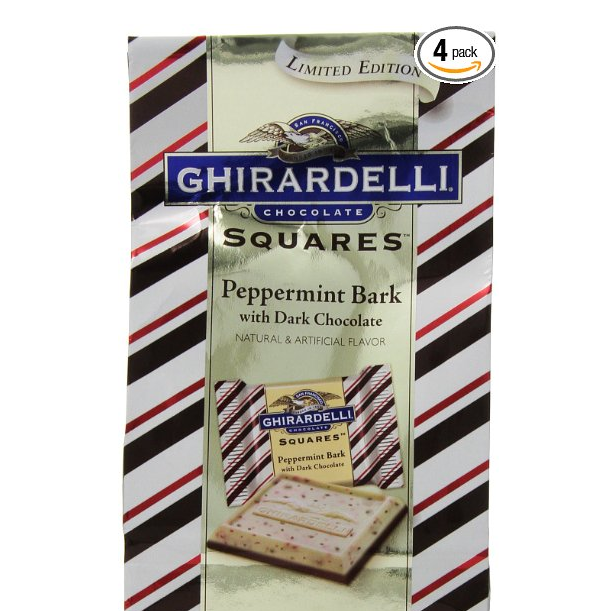 Ghirardelli Chocolate Squares, Peppermint Bark with Dark Chocolate, 7.29 oz., 4 Count