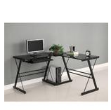 Walker Edison Soreno 3-Piece Corner Desk, Black with Black Glass for $62.77 free shipping