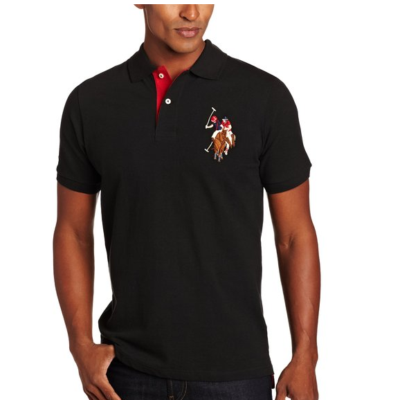 U.S. Polo Assn. Men's Short-Sleeve Pique Polo Shirt with Multi-Color Pony Logo $15.99