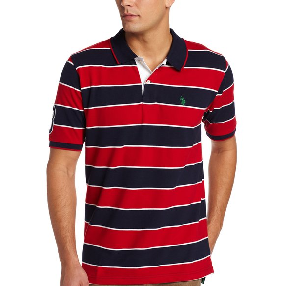 U.S. Polo Assn美國馬球協會男士短袖條紋polo衫 僅售$13.42