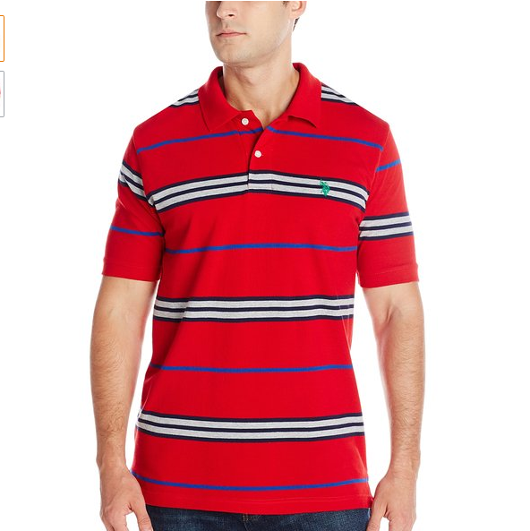 U.S. Polo Assn.美國馬球協會男士條紋短袖polo衫 現僅售$11.54