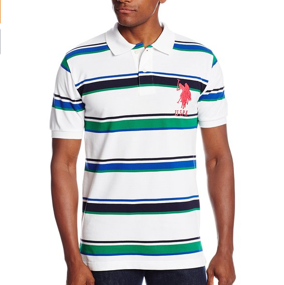 U.S. Polo Assn. Men's Short Sleeve Cotton Pique Multi Color Stripe Polo $14.29