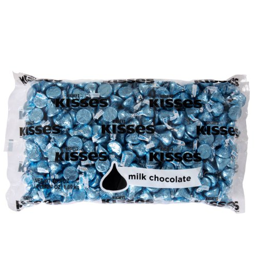 Hershey's Kisses Milk Chocolate, Blue Foils, 66.7 Ounce $23.99