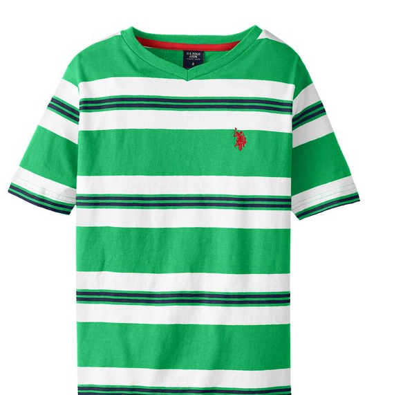 U.S. Polo Assn. Big Boys' Short Sleeve Striped V-Neck T-Shirt $8.03