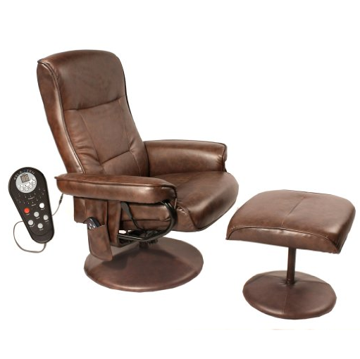Comfort Products 60-425111 Leisure Recliner Chair with 8-Motor Massage & Heat, Brown