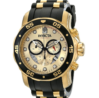 降！Invicta因維克塔 男士17566專業潛水員18K鍍金計時瑞士石英腕錶 原價$1,295.00 特價只要$102.99 包郵