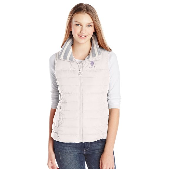 U.S. Polo Assn. Women's Poly Air Touch Vest with Striped Rib Knit Inside Collar for $14.70 