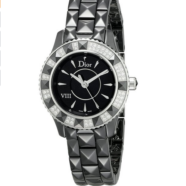 Christian Dior Women's CD1221E1C001 Black Eight Analog Display Swiss Quartz Black Watch $1999