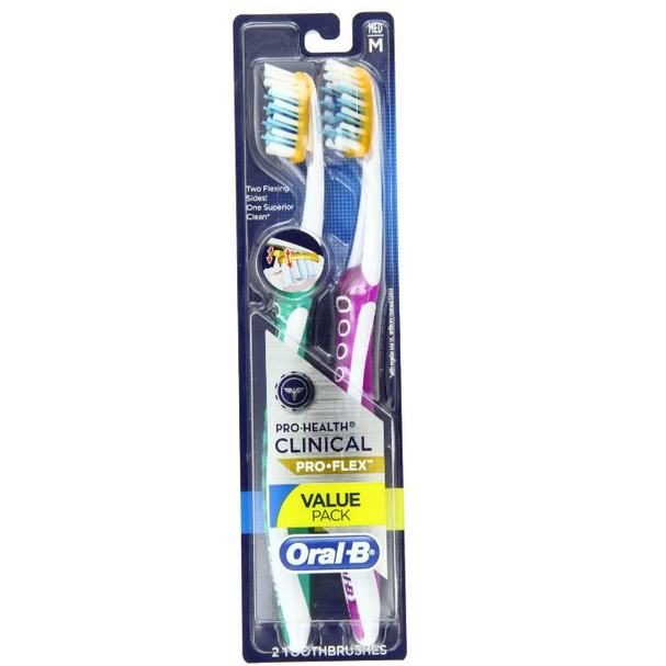 Oral-B Pro-Health Clinical Pro-Flex Medium Toothbrush, 2 Count, (Colors May Vary) for $4.99