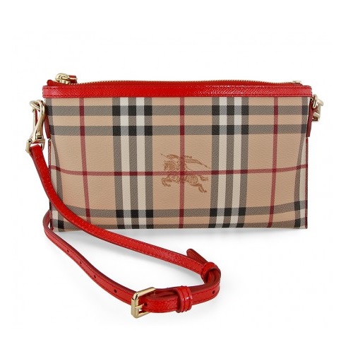 Peyton Haymarket Check with Coral Red Leather Trim Clutch Bag, only $249.00, free shipping after using coupon code 