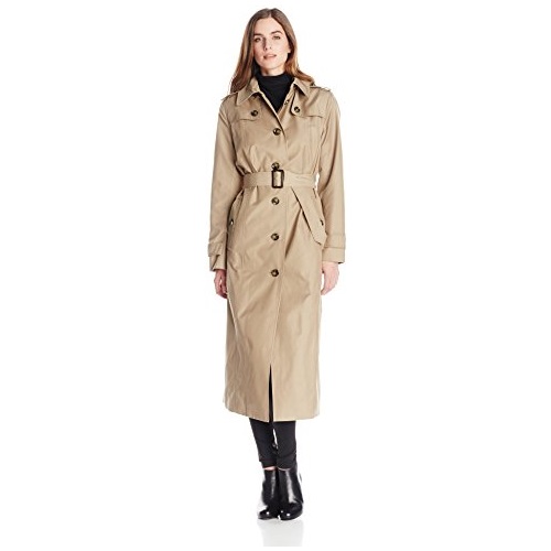 London Fog Women's Long Single-Breasted Trench Coat with Hood,only $61.27, free shipping