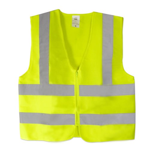 Neiko High Visibility Neon Yellow Zipper Front Safety Vest with Reflective Strips - Meets ANSI/ISEA Standards, Size Large, only $6.51