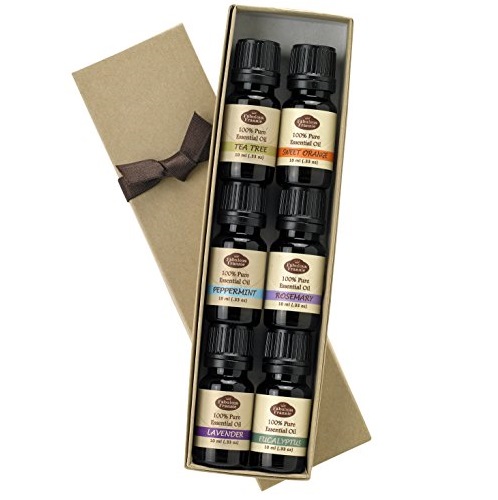 Essential Oil Gift Set - 100% Pure Therapeutic Grade - Great for Aromatherapy 10ml (Set includes Peppermint, Lavender, Sweet Orange, Rosemary, Eucalyptus & Tea Tree), only $16.00