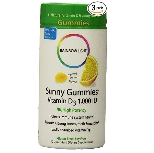 Rainbow Light Vitamin D3 (1000 IU) Sunny Gummies, Lemon Flavor, 50-Count Gummies (Pack of 3), only $10.71, free shipping after using SS