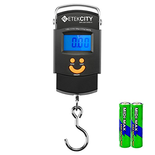 Etekcity 110lb/50kg LCD Display Electronic Balance Digital Fishing Postal Hanging Hook Scale, 2 AAA Batteries Included, only $6.29