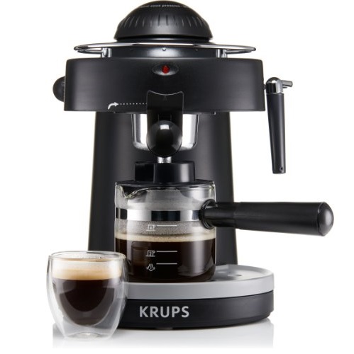 KRUPS XP1000 Steam Espresso Machine with Frothing Nozzle for Cappuccino, Black, only $29.99