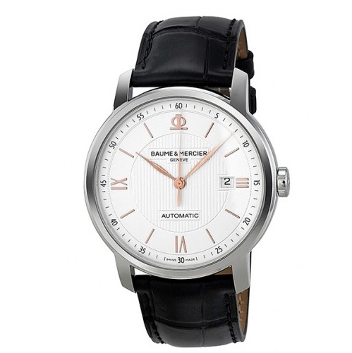 Baume and Mercier Classima Silver Dial Black Leather Automatic Mens Watch 10075, only $1,199.00, free shipping
