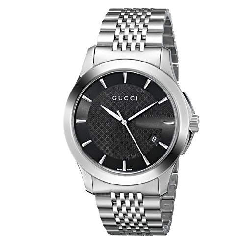 Gucci Men's YA126402 G-Timeless Medium Black Dial Stainless-Steel Watch, only $421.88, free shipping