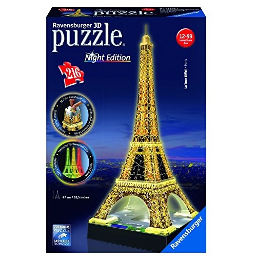 史低價！Ravensburger 巴黎鐵塔夜景版3D拼圖，原價$36.99，現僅售$15.99