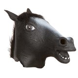 为万圣节囤起来！巨型黑色马头面具，现仅$5.58 免运费！