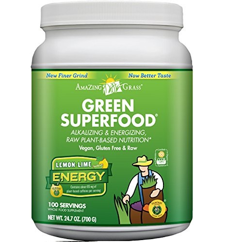 Amazing Grass Green Superfood Energy: Organic Yerba Mate and Matcha Green Tea Powder, Caffeine for energy plus One serving of Greens and Veggies, Lemon Lime Flavor, 100 Servings,24.7 Oz, only $26.60