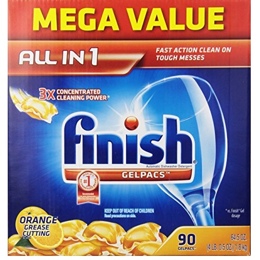 Finish Gelpacs Dishwasher Detergent, Orange Scent, 90 Count, only $8.83 after clipping coupon