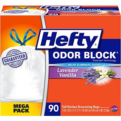 Hefty Odor Block Tall Kitchen Trash Bags, Lavender Vanilla, 90 Count,only $10.83, free shipping after clipping coupon and using SS