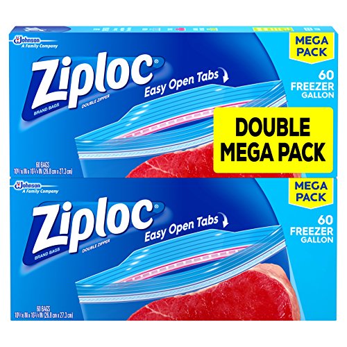 Ziploc Gallon Food Storage Freezer Bags, New Stay Open Design with Stand-Up Bottom, Easy to Fill, 60 Count (Pack of 2), only $11.84, free shipping after using SS