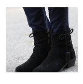 Minnetonka Mesa女士时尚黑色真皮短靴 仅售$39.99 免运费