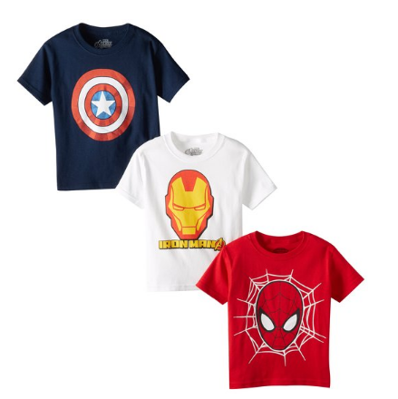 Marvel 漫威超級英雄 男寶純棉T恤3件套，現僅$14.99！