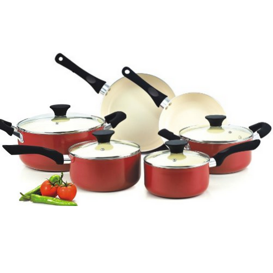 Cook N Home NC-00359 Nonstick Ceramic Coating 10-Piece Cookware Set, Red $52.29 & FREE Shipping.