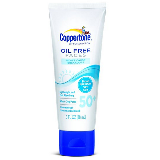 Coppertone Oil Free Faces SPF 50+, 3 Fluid Ounce，$6.62