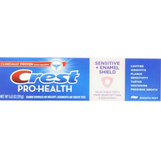 Crest Pro-Health Sensitive with Enamel Shield Smooth Mint Toothpaste 6 oz., (Pack of 4)